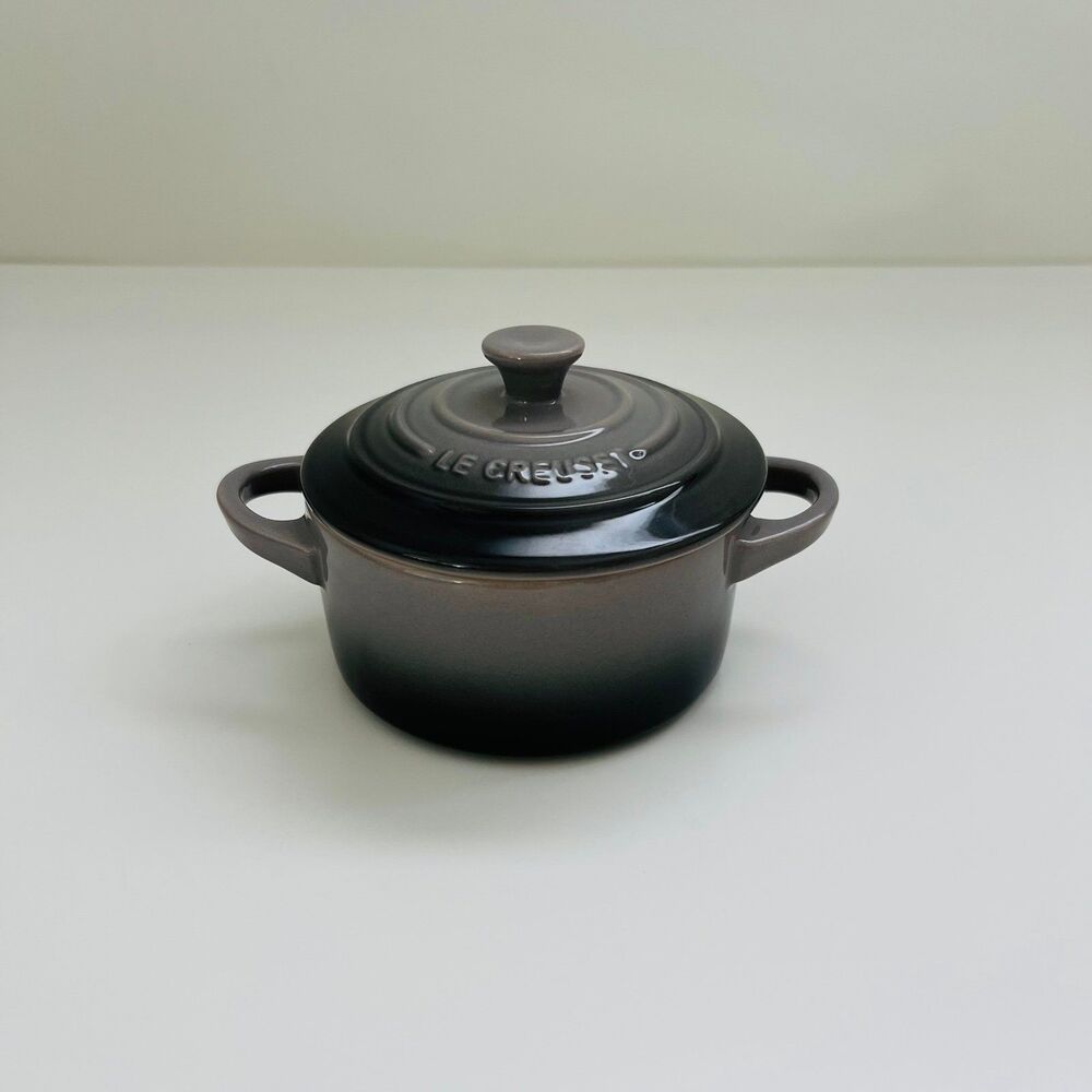 LE CREUSET Oyster Gray 10 cm Mini Round Cocotte Covered Casserole 8 fl. oz